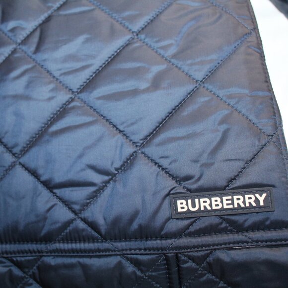 NWT Burberry Dalry Navy Quilted Nova Check Plaid Lined Snap Front Jacket Coat M - Picture 4 of 12